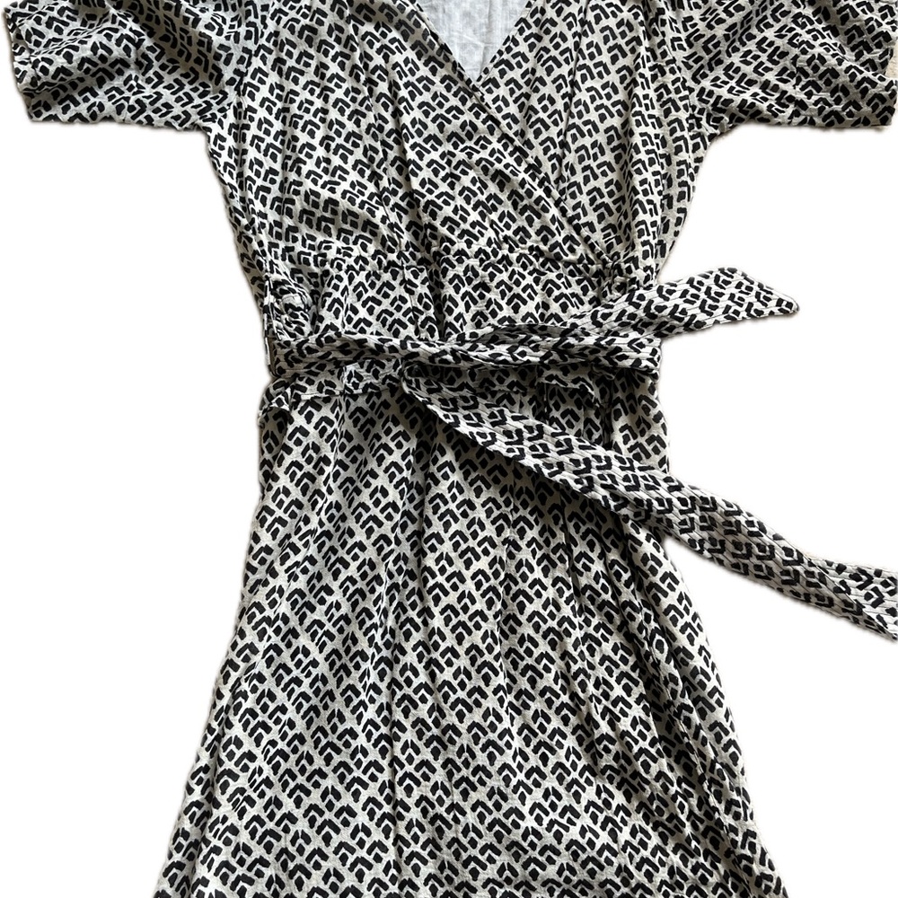 Apiece Apart Black and Cream Geometric Dress